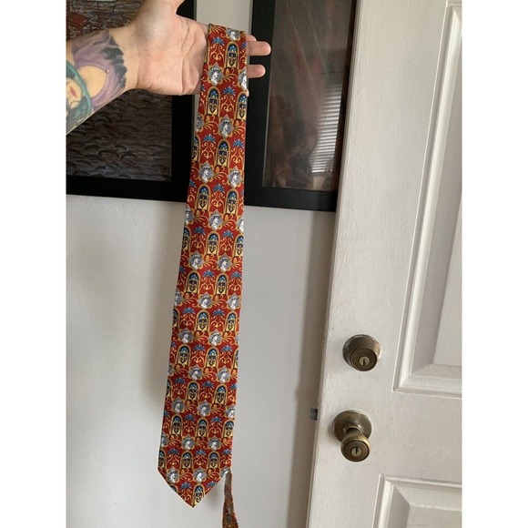 Alberto Piano Men's‎ Neck Tie ~ Vintage ~ Made in Italy Rome Head Red Blue - Picture 5 of 5